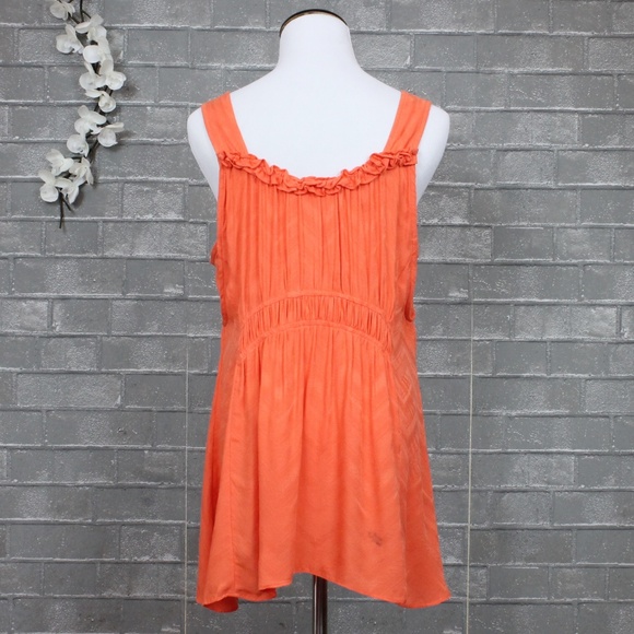 Anthro Maeve Bretta Gathered Tank Top Orange M - Picture 6 of 11